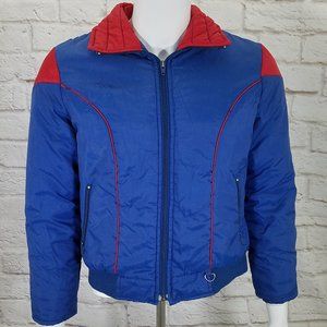 Vintage SKI Jacket By ELITE Blue Nylon WINDBREAKER